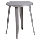 24'' Round Silver Metal Indoor-Outdoor Table Set with 2 Cafe Chairs [CH-51080TH-2-18CAFE-SIL-GG]-Silver Powder Coat Finish