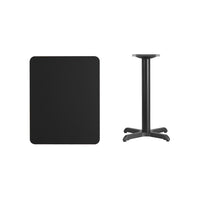 Flash Furniture 24'' x 30'' Rectangular Laminate Table Top, Black with 22'' x 22'' Table-Height Base (XUBK2430T2222)-Hospitality Table