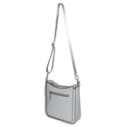 Nicci Medium Top Zip Crossbody Bag with Web Strap - Grey-Front zipper pocket