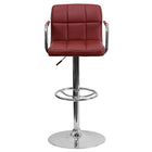Flash Furniture Contemporary Quilted Vinyl Adjustable Height Barstool with Arms & Chrome Base - Burgundy-Contemporary Style Stool