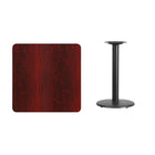 Flash Furniture 30" Square Laminate Table Top in Mahogany with 18" Round Table Height Base (XUMA3030TR18)-Mahogany Laminate Top