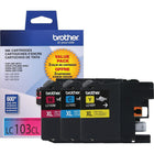 Brother LC103 High-Yield Colour Ink Cartridges, 3 Pack-Includes 3 colour ink cartridges in cyan, magenta and yellow