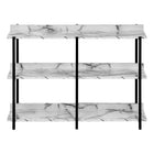 Monarch Specialties 2221 48"L Accent Table - White Marble/Black Metal Console-Warranty: 1 Year limited for parts