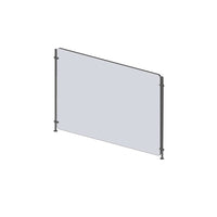 Mark Maker Rod Sneeze Guard - 30" W x 23.5" H panel 1/4" Clear Acrylic and 24" high aluminum rod set - no pass through-Optimal social distancing between two groups of people
