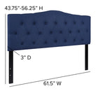 Flash Furniture Cambridge Tufted Upholstered Queen Size Headboard - Navy Fabric-Black Metal Stands with Adjustable Bed Rail Slots