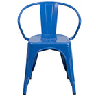 Flash Furniture Blue Metal Indoor-Outdoor Chair with Arms-Stackable Bistro Style Chair