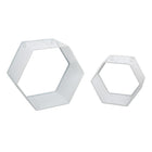 Truu Design Decorative Hexagon Floating Wall Shelves, Set of 2, 13.75 x 13 inches, White-Material: metal, finished in white