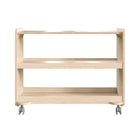 Flash Furniture Bright Beginnings Commercial Grade Space Saving 3 Shelf Wooden Mobile Classroom Storage Cart w/ Casters- Natural-Rounded Edges Prevent Abrasions from Accidental Contact