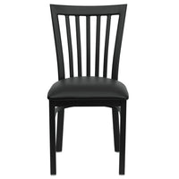 Flash Furniture HERCULES Series Black School House Back Metal Restaurant Chair - Black Vinyl Seat-Metal Chair