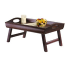 Winsome Sedona 10.98"H x 24"W x 14.3"D Solid/Composite Wood Bed Tray, Antique Walnut-Large handles and folding legs for easy storage
