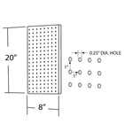 Azar Displays 20" x 8" Pegboard 1-Sided Wall Panel, Translucent Orange, 2 Pack-1-sided