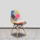 Flash Furniture Elon Series Milan Patchwork Fabric Chairs with Wooden Legs - 2 Pack-CA117 Fire Retardant Foam