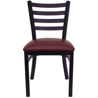 Flash Furniture HERCULES Series Black Ladder Back Metal Restaurant Chair - Burgundy Vinyl Seat - 2 Pack-Set of 2 Metal Dining Chairs