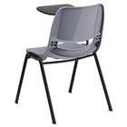 Flash Furniture Grey Ergonomic Shell Chair with Right Handed Flip-Up Tablet Arm-Ergonomically Contoured Design with Grey Plastic Back and Seat