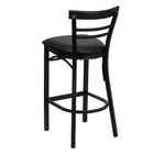 Flash Furniture HERCULES Series Black Two-Slat Ladder Back Metal Restaurant Barstool - Black Vinyl Seat-Black Vinyl Upholstered Seat