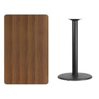 Flash Furniture 30'' x 48'' Rectangular Laminate Table Top, Walnut with 24'' Round Bar-Height Table Base (XUWA3048TR24B)-Walnut Laminate Top