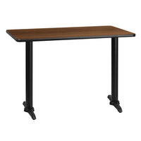Flash Furniture 30'' x 42'' Rectangular Laminate Table Top, Walnut with 5'' x 22'' Table-Height Bases (XUWA3042T0522)-Hospitality Table