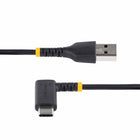 StarTech USB-A to Angled USB-C 60W Charging Cable - 1ft - Black-Right Angle to Straight connector style