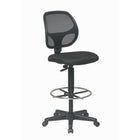 Work Smart Deluxe Mesh Back Drafting Chair with Adjustable Foot Ring, Back, Seat Depth, Black-Breathable mesh back with built-in lumbar support provides cushioning and airflow