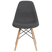 Flash Furniture Elon Series Siena Fabric Chairs with Wooden Legs - Grey - 2 Pack-Set of 2 Accent Side Chairs