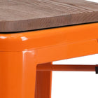 Flash Furniture 30" High Backless Orange Metal Barstool with Square Wood Seat-500 lb. Weight Capacity