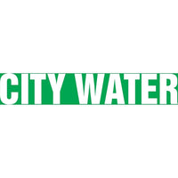Self-Stick Vinyl Pipe Markers, City Water, SAV298, 4 Pack-Colour - White on Green