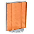 Azar Displays 20" x 16" Pegboard Counter Unit, Orange Translucent (700500-ORG)-Two-sided display stands on a clear plastic revolving base, providing easy customer access
