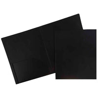 JAM Paper Plastic Heavy Duty Two Pocket Folders, Black, 12 Pack (57406dg)-Black