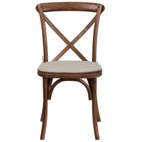 Flash Furniture Pecan Cross Back Cushioned Accent Chair (XUXPECNTC)-Stackable Bistro Style Chair