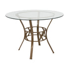 Flash Furniture Carlisle 42" Round Glass Dining Table with Matte Gold Metal Frame-Clear Tempered Glass Surface