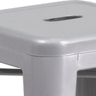 Flash Furniture 24" High Backless Silver Metal Indoor-Outdoor Counter Height Stool with Square Seat-500 lb. Weight Capacity