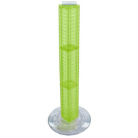 Azar Displays 36" x 4" x 4" 4-Sided Revolving Pegboard Counter Display, Green Translucent (700223-GRE)-Interlocking four-sided pegboard tower and 14-1/2" diameter revolving clear plastic base