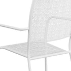 Flash Furniture White Indoor-Outdoor Steel Patio Arm Chair with Square Back-White Powder Coat Finish