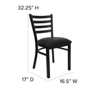 Flash Furniture HERCULES Series Black Ladder Back Metal Restaurant Chair - Black Vinyl Seat-Curved Support Bar