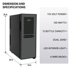 Koolatron 12 Bottle Dual Zone Wine Cooler, 1.2 cu. ft. (33L) Freestanding Wine Fridge - Black-4 Removable wire racks accommodate different bottle shapes and sizes