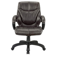 Nicer Furniture Genuine Leather Middle Back Executive Chair - Black-Crafted with the finest grain genuine cow leather on the surface of the seat and back cushion.