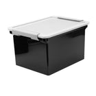 Staples Letter/Legal File Tote with Locking Handles, 35L, Black-Storage tote is lightweight for easy portability