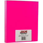 JAM Paper Neon Cardstock, 8.5 x 11, 43lb Fluorescent Pink, 250/ream (05733975B)-Neon pink on the front, white on the back