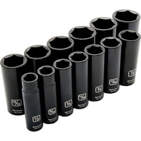 Dynamic Tools 1/2" Drive 13 Piece 6 Point, Deep Impact, SAE Socket Set, 1/2" - 1-1/4"-Contains: 1/2", 9/16", 5/8", 11/16", 3/4", 13/16", 7/8", 15/16", 1", 1-1/16", 1-1/8", 1-3/16", 1-1/4"