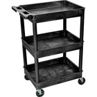 Luxor STC Series 3 Shelves Tub Cart, Black-Black