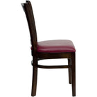 Flash Furniture HERCULES Series Vertical Slat Back Walnut Wood Restaurant Chair - Burgundy Vinyl Seat-Vertical Slat Back Design