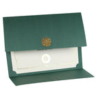 St. James Document/Certificate Holders - Gold Award Seal with Gold Ribbon - Green - 5 Pack-Easy to insert any letter size (8-1/2" x 11") documents into the die-cut corner slots
