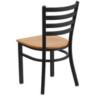 Flash Furniture HERCULES Series Black Ladder Back Metal Restaurant Chair - Natural Wood Seat-Natural Finished Wood Seat