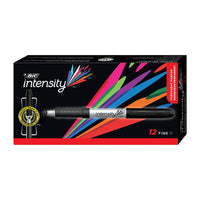 BIC Intensity Grip Permanent Marker - Fine Tip - Black - 12 Pack-Unique Snap Cap Prevents Dry Out