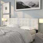 Flash Furniture Bedford Tufted Upholstered King Size Headboard - White Fabric-Box Stitch Design