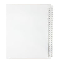 Mark Maker Legal Exhibit Index Tab Set  - Number 1 to 50 - 1/25th Cut - Letter Size - White-White Single Tabs