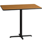Flash Furniture 30'' x 48'' Rectangular Laminate Table Top, Natural with 22'' x 30'' Bar-Height Table Base (XUNT3048T2230B)-Bar Height Hospitality Table