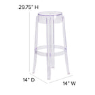Flash Furniture 29.75" High Transparent Barstool-Drain Hole in Seat