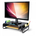 Allsop Metal Art Organizer Monitor Stand - Black-The built-in sliding drawer is ideal for storing documents
