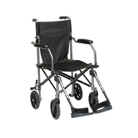 Drive Medical Travelite Transport Wheelchair Chair in a Bag-Black, Aluminum